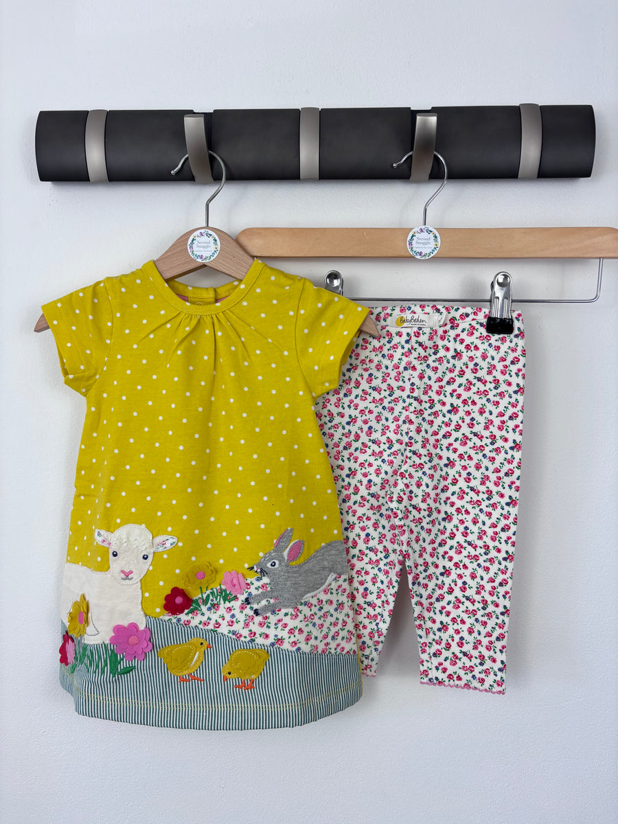 Baby Boden Farmyard Tunic and Floral Leggings Set 3-6 Months-Sets-Second Snuggle Preloved