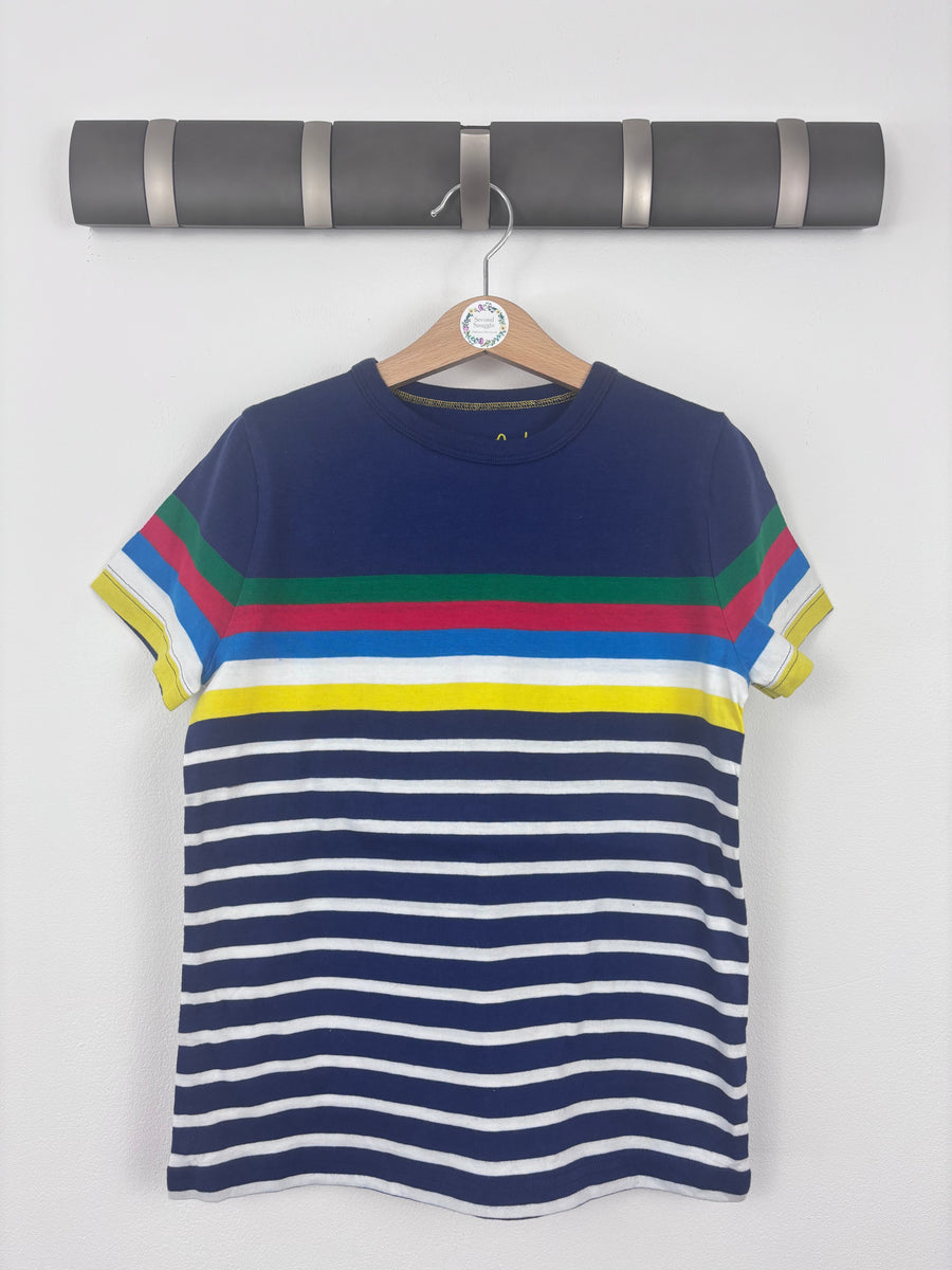 Boden Boys Rainbow Stripe Short Sleeve T-Shirt-Tops-Second Snuggle Preloved