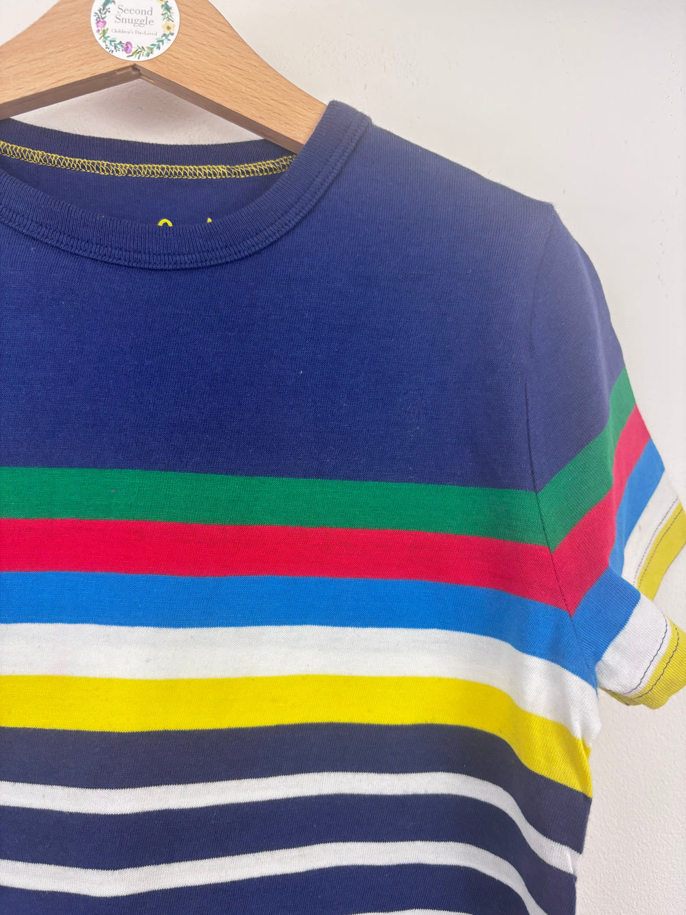 Boden Boys Rainbow Stripe Short Sleeve T-Shirt-Tops-Second Snuggle Preloved