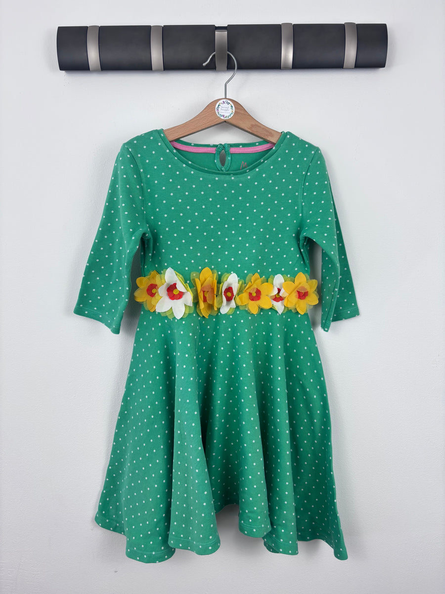 Mini Boden Green Polka Dot Jersey Dress with 3D Flowers 6-7 Years-Dresses-Second Snuggle Preloved