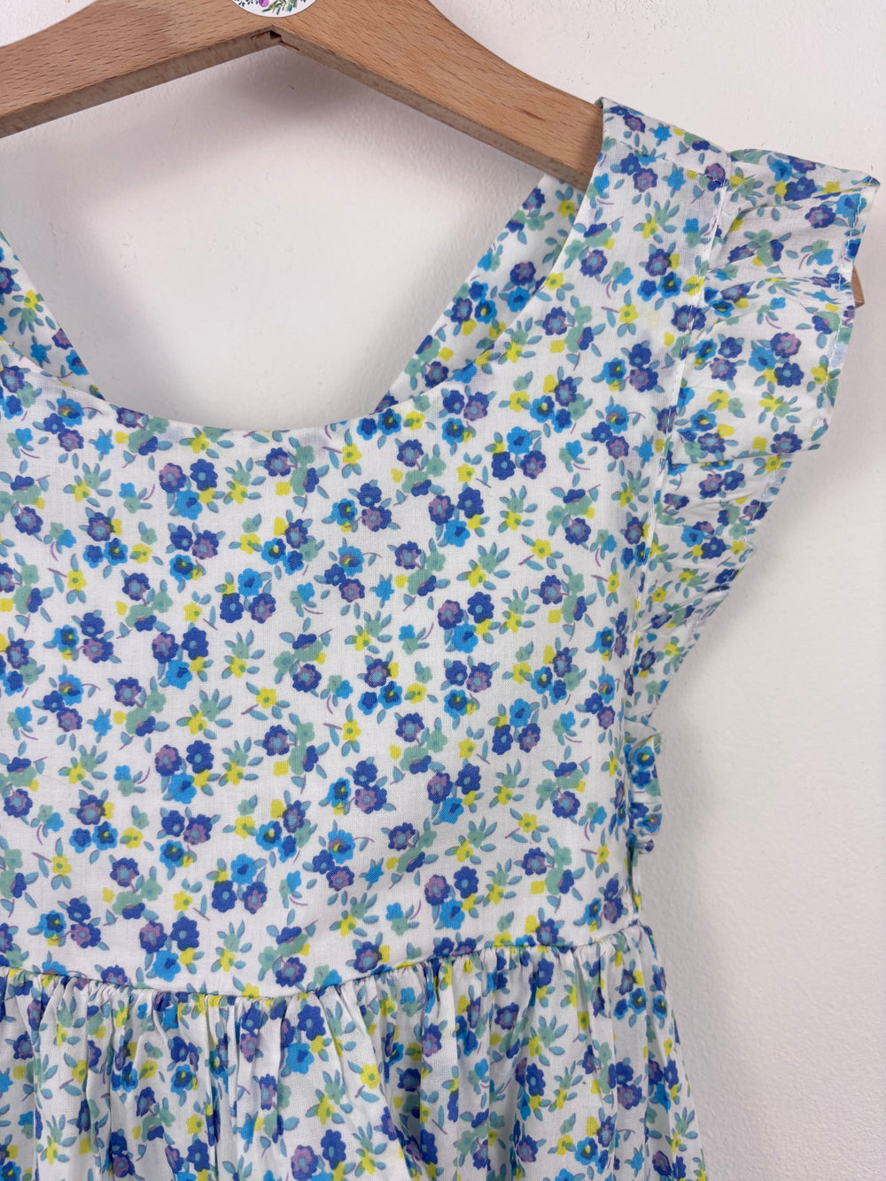 Boden Blue Floral Ruffle Sleeve Summer Dress 6-7 Years-Dresses-Second Snuggle Preloved
