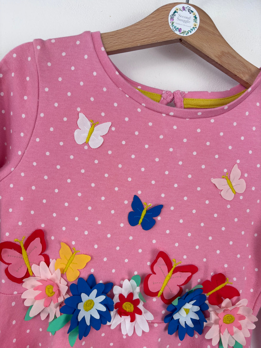 Boden Pink Butterfly Spot Dress 5–6 Years-Dresses-Second Snuggle Preloved