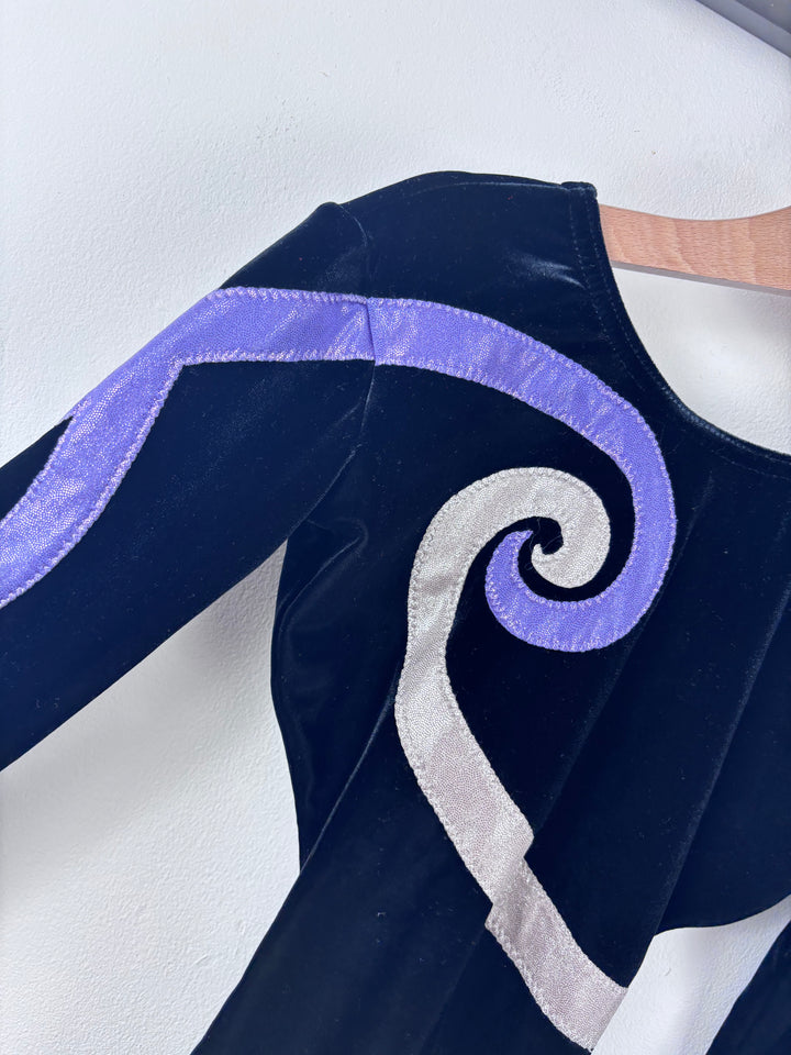 Milano Black and Purple Long Sleeve Leotard 30 Inch-Leotards-Second Snuggle Preloved
