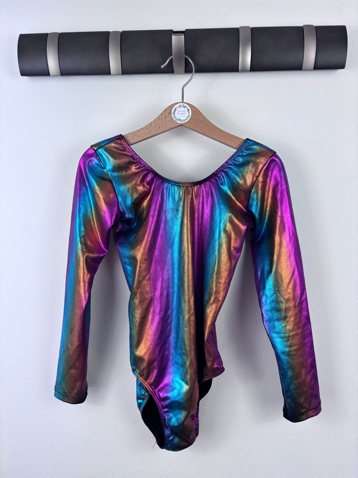 Unbranded Rainbow Metallic Long Sleeve Leotard 26 inch-Leotards-Second Snuggle Preloved