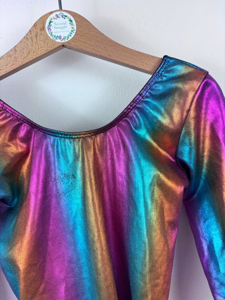 Unbranded Rainbow Metallic Long Sleeve Leotard 26 inch-Leotards-Second Snuggle Preloved
