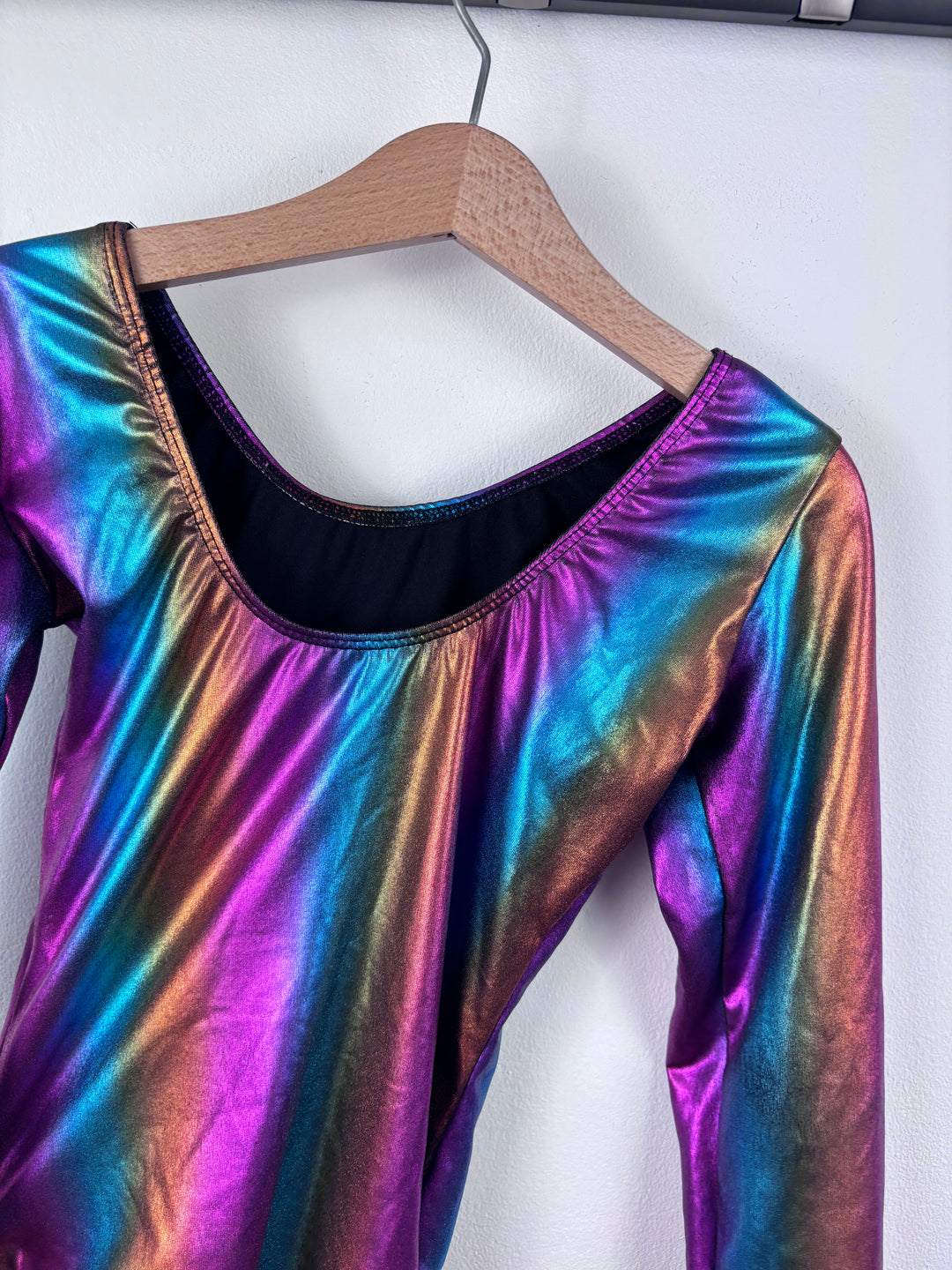 Unbranded Rainbow Metallic Long Sleeve Leotard 26 inch-Leotards-Second Snuggle Preloved