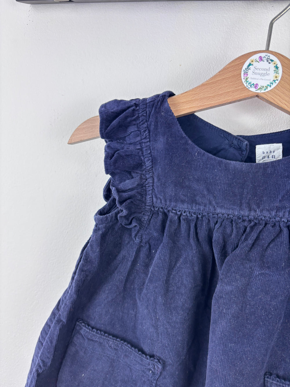 Baby Gap Navy Corduroy Dress with Ruffle Sleeves 12-18 Months-Dresses-Second Snuggle Preloved