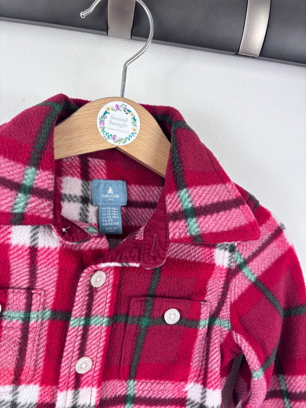 Baby Gap Red Tartan Fleece Shirt 12-18 Months-Shirts-Second Snuggle Preloved