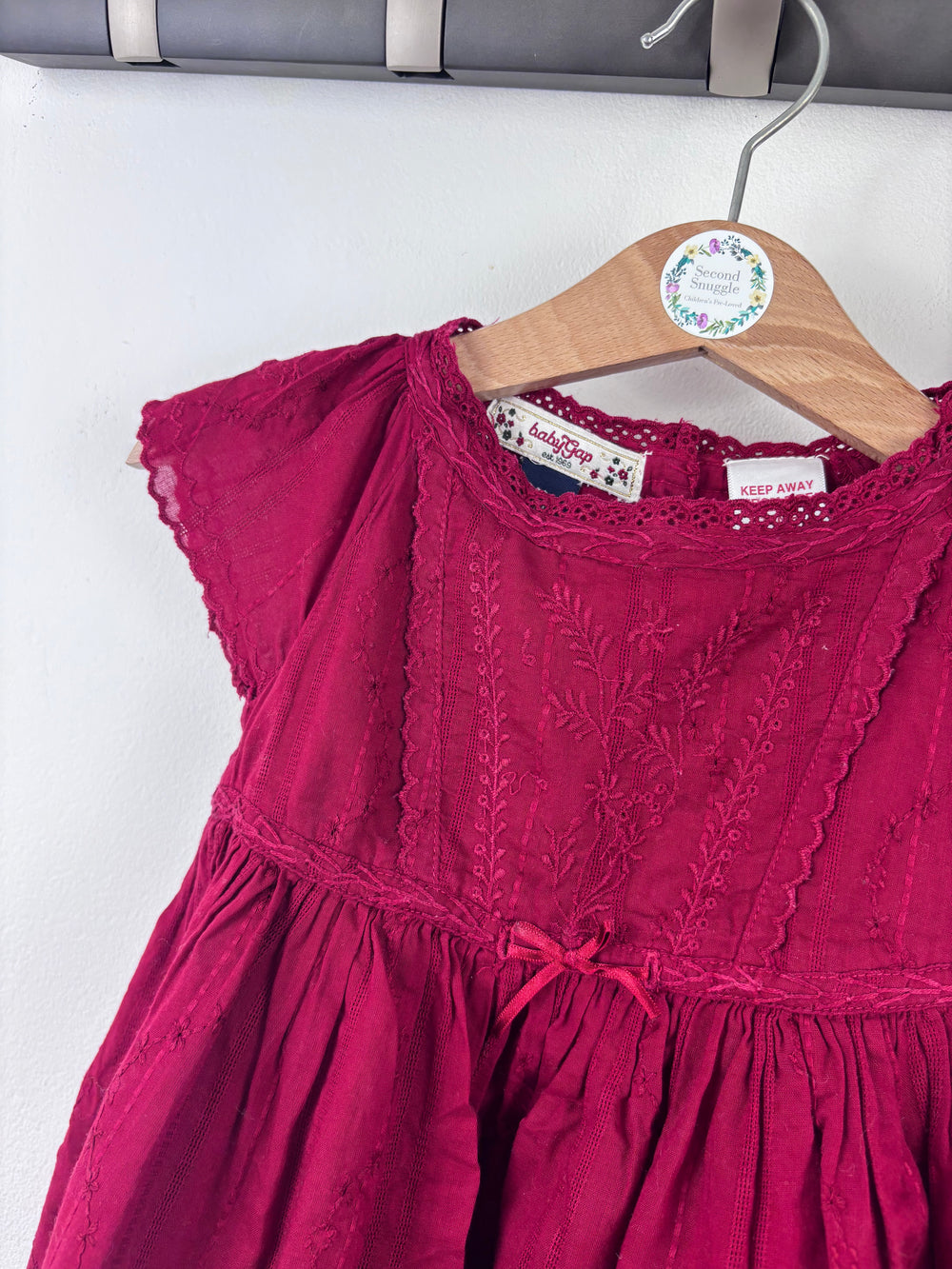 Baby Gap Burgundy Embroidered Dress & Bloomers Set 12–18 Months-Dresses-Second Snuggle Preloved
