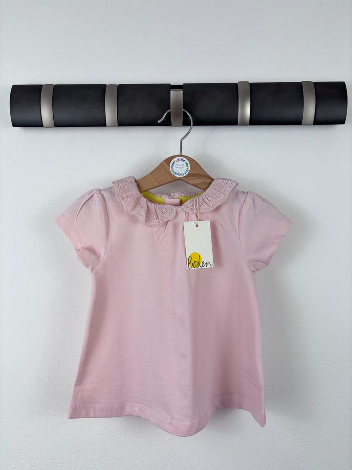 Baby Boden Pink Frill Collar T-Shirt 12–18 Months-Tops-Second Snuggle Preloved