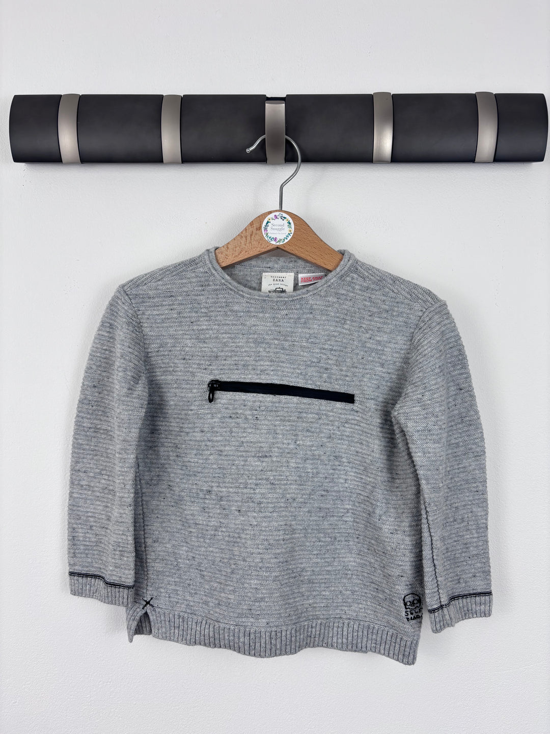 Zara Grey Knit Jumper with Zip Pocket 18–24 Months-Jumpers-Second Snuggle Preloved