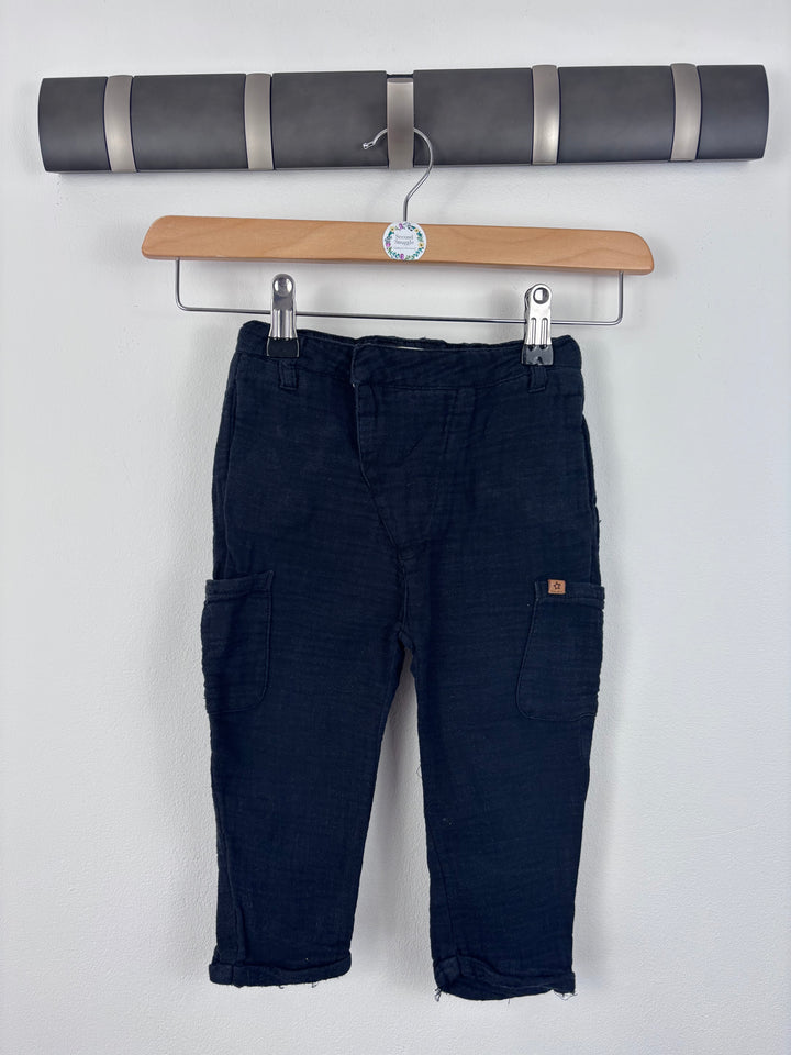 Zara Black Textured Cotton Trousers 18–24 Months-Trousers-Second Snuggle Preloved