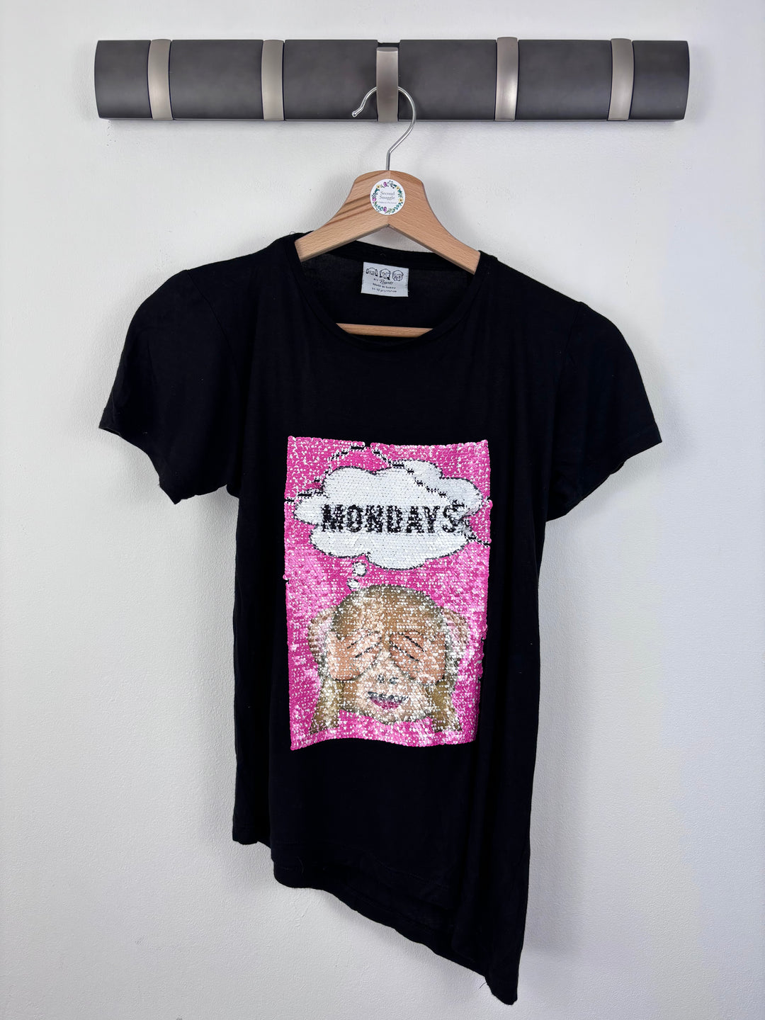 Three Monkey's Sequin Mondays T-Shirt 11–12 Years-Tops-Second Snuggle Preloved