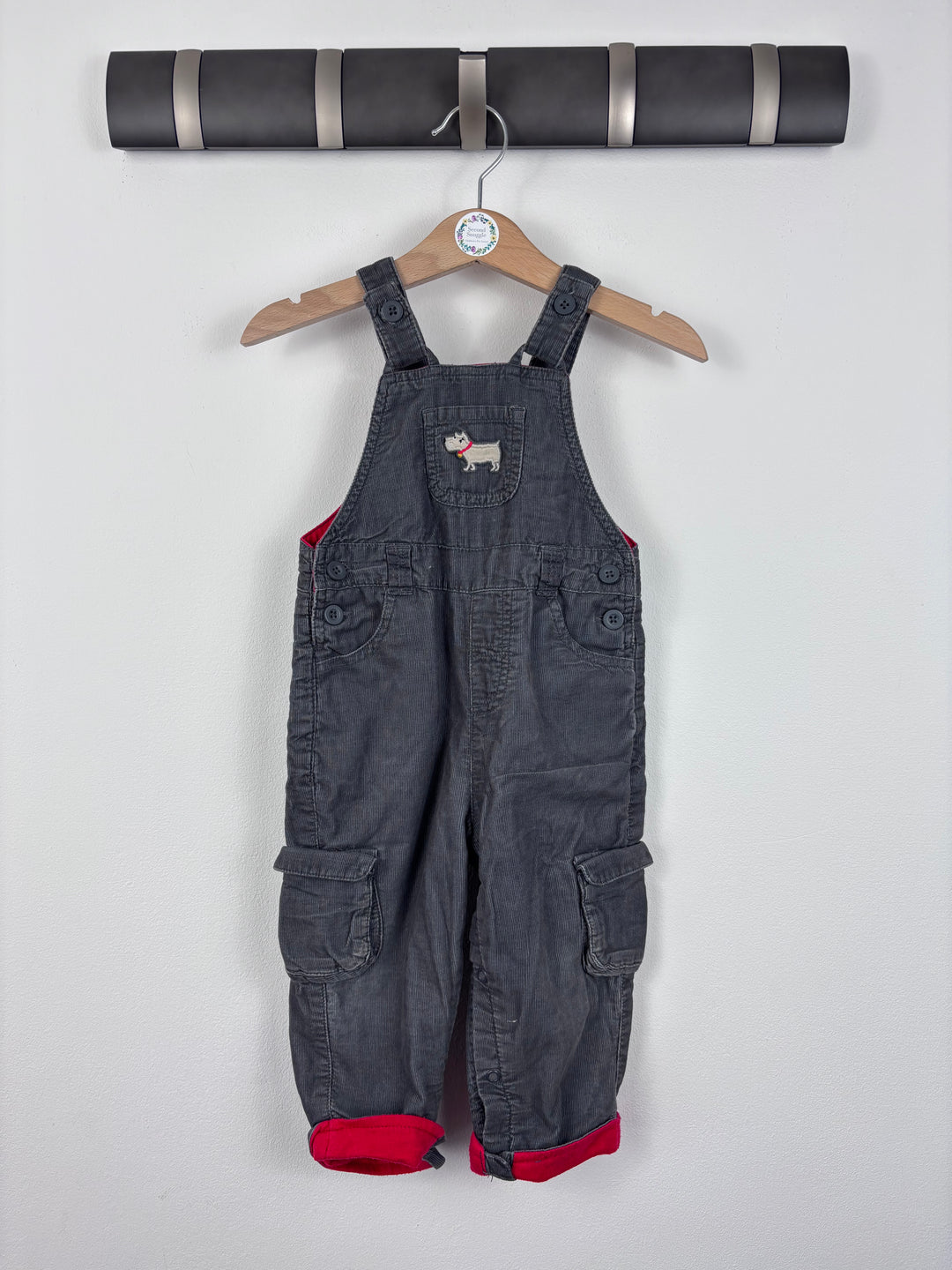 John Lewis Grey Dungarees 9-12 Months-Dungarees-Second Snuggle Preloved