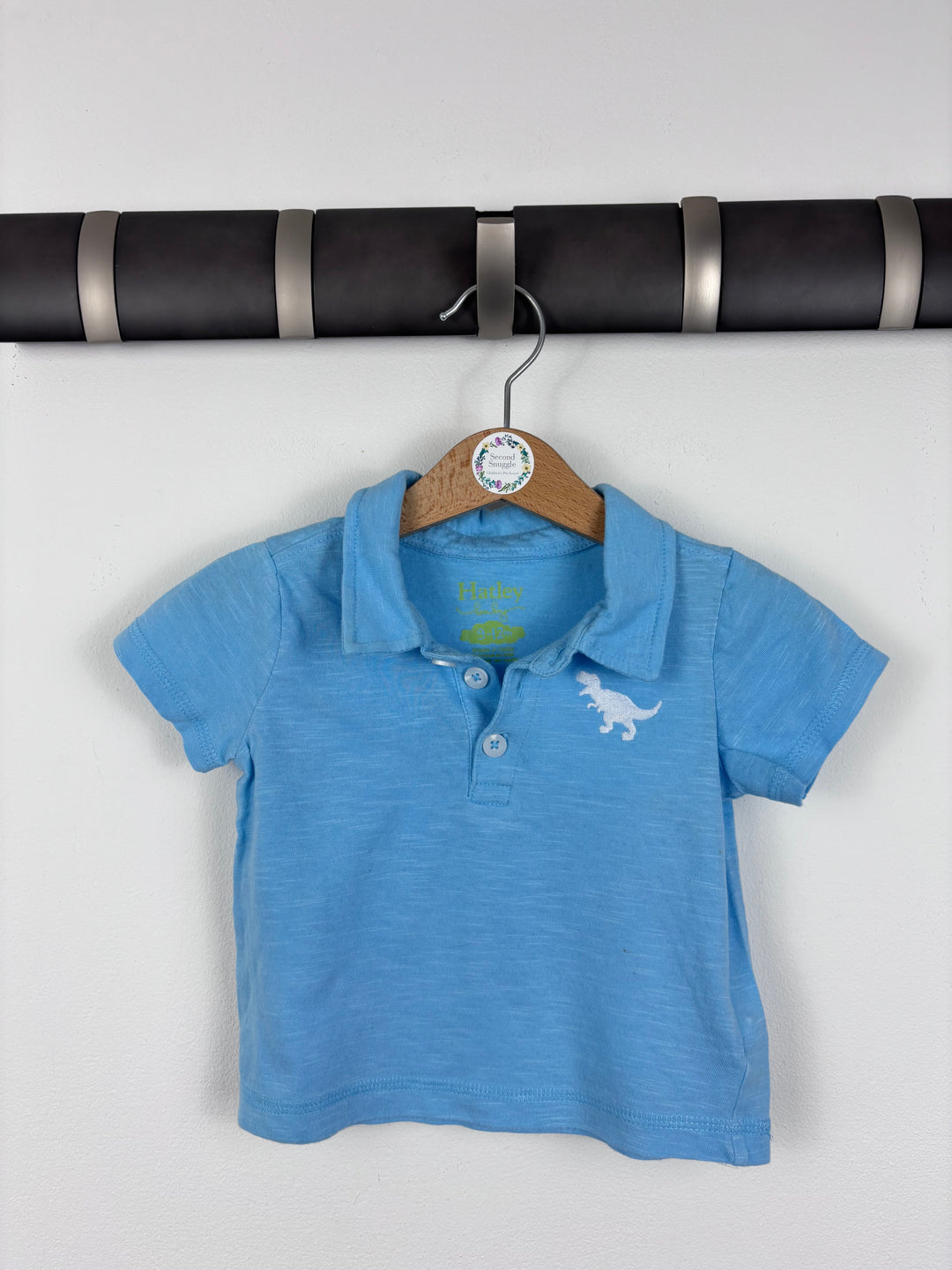 Hatley Blue Dino Polo Shirt 9-12 Months-Tops-Second Snuggle Preloved