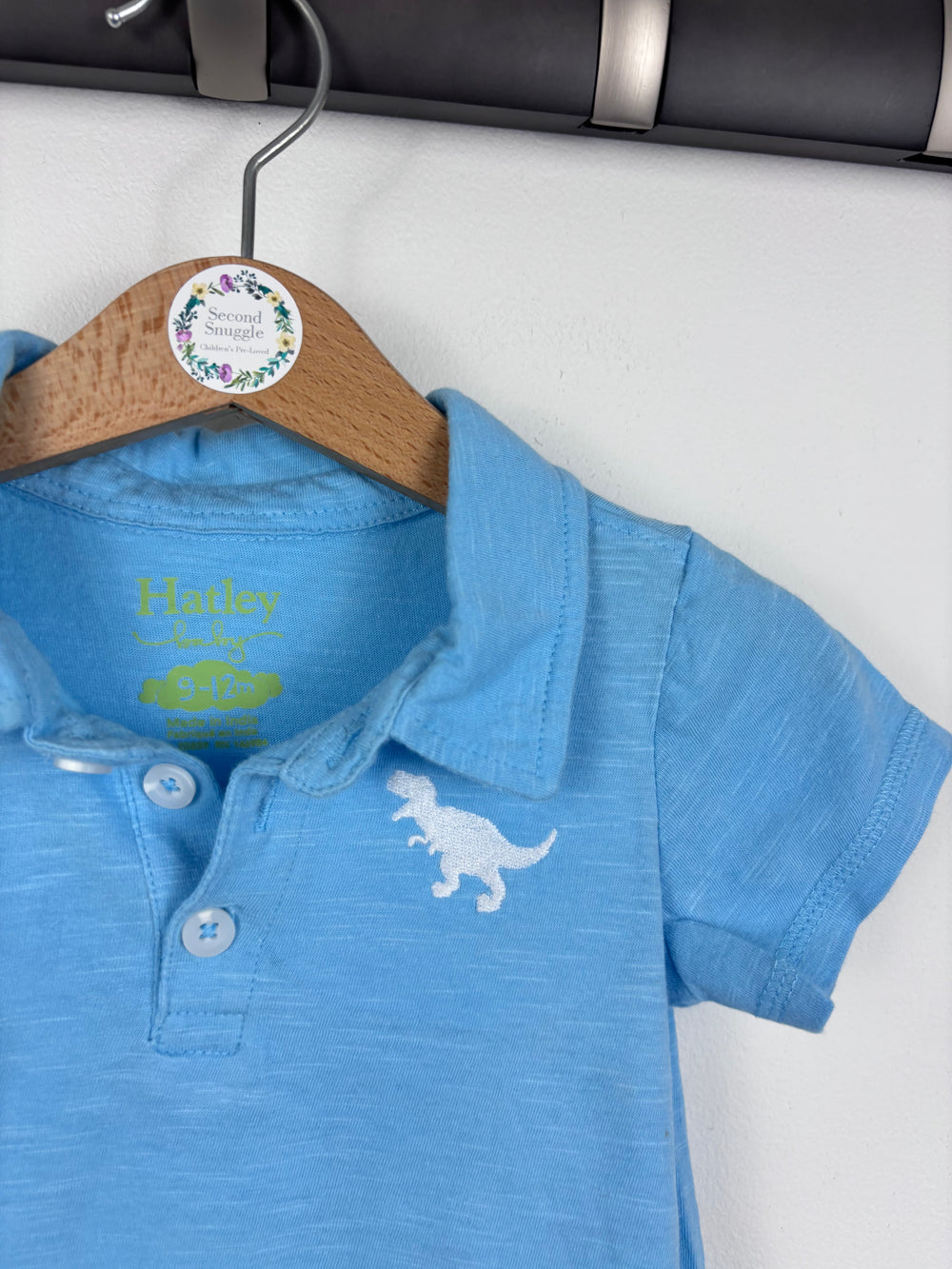 Hatley Blue Dino Polo Shirt 9-12 Months-Tops-Second Snuggle Preloved