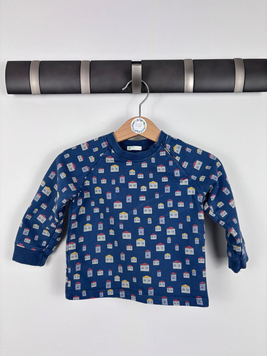 Benetton Baby Blue Beach Hut Top 9-12 Months-Jumpers-Second Snuggle Preloved
