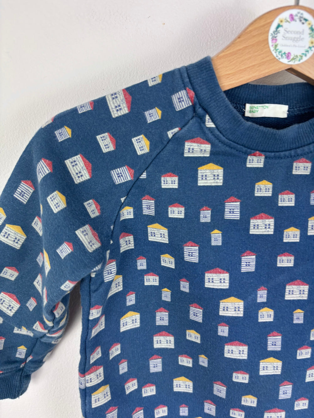 Benetton Baby Blue Beach Hut Top 9-12 Months-Jumpers-Second Snuggle Preloved