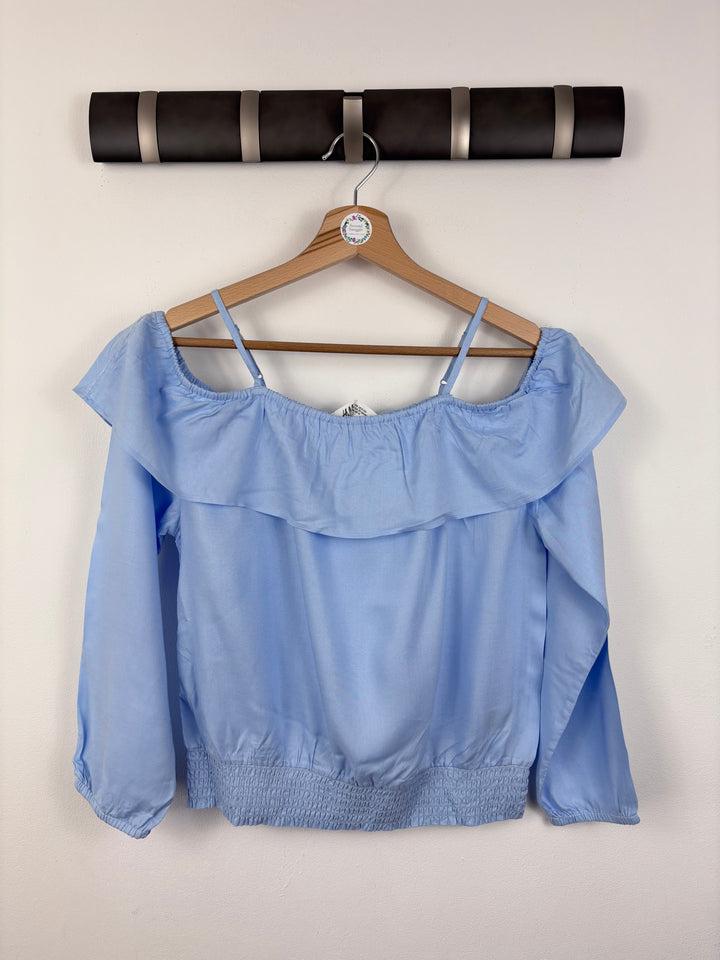 H&M Blue Off Shoulder Top 12-13 Years-Tops-Second Snuggle Preloved