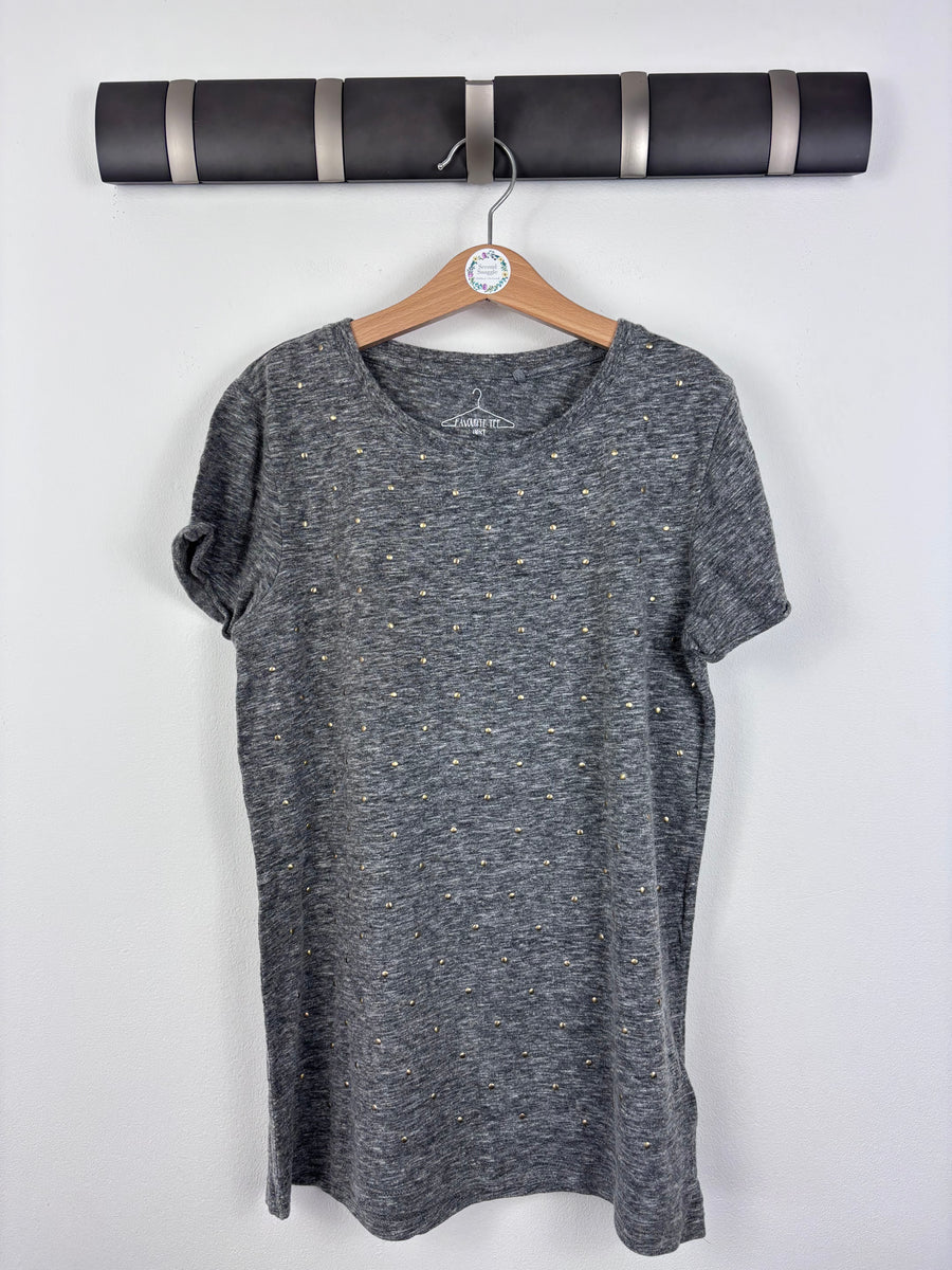 Next Grey Studded T Shirt 11 Years-Tops-Second Snuggle Preloved