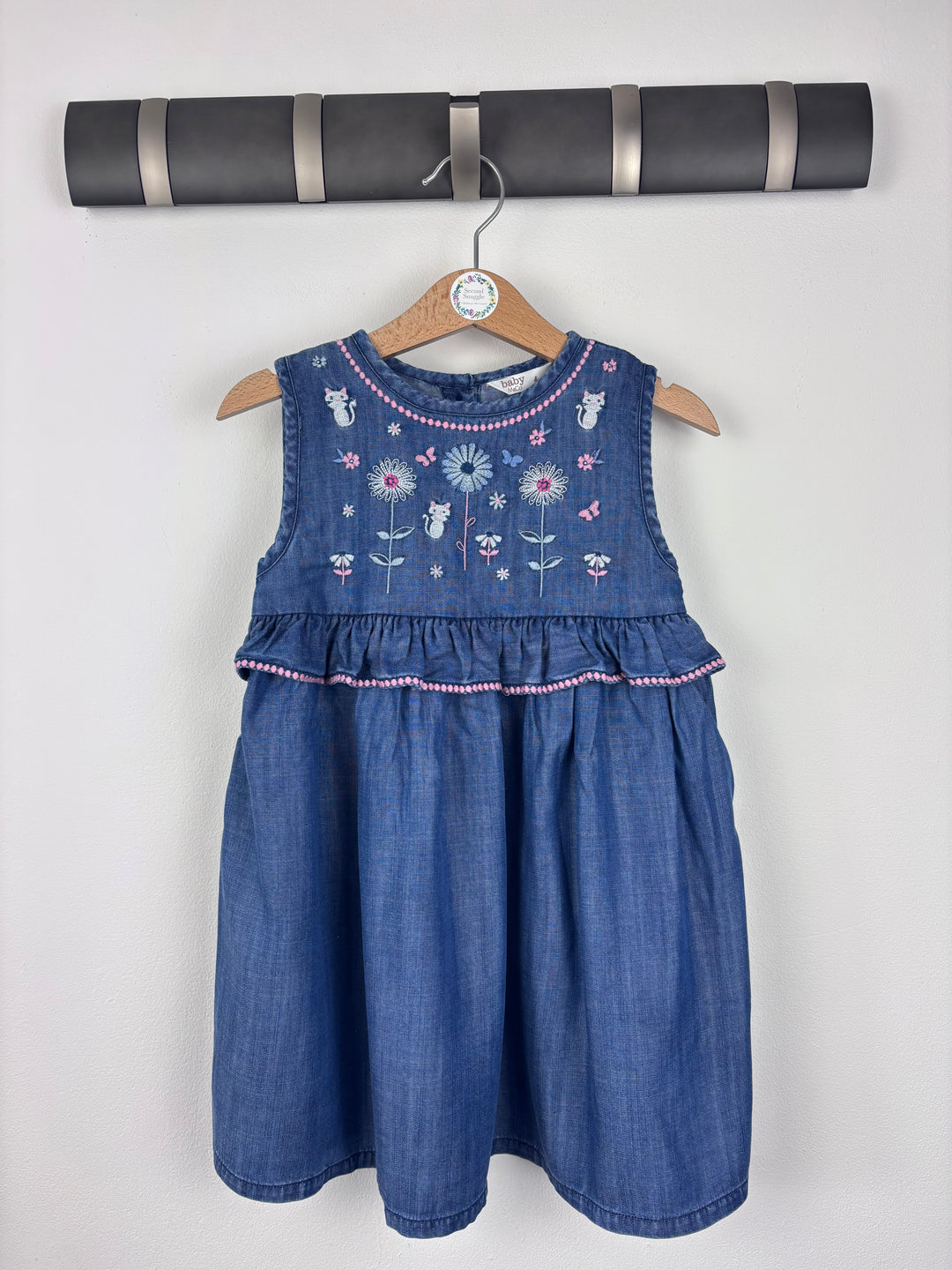 M&Co Denim Embroidered Dress 18-24 Months-Dresses-Second Snuggle Preloved