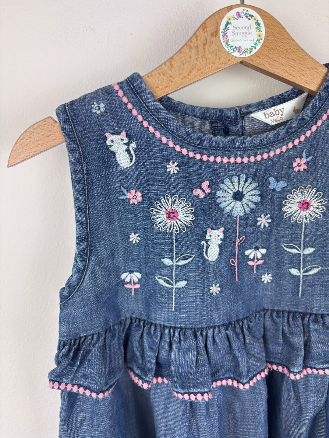 M&Co Denim Embroidered Dress 18-24 Months-Dresses-Second Snuggle Preloved