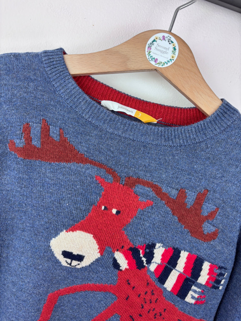 John Lewis Reindeer Jumper 3 Years-Jumpers-Second Snuggle Preloved