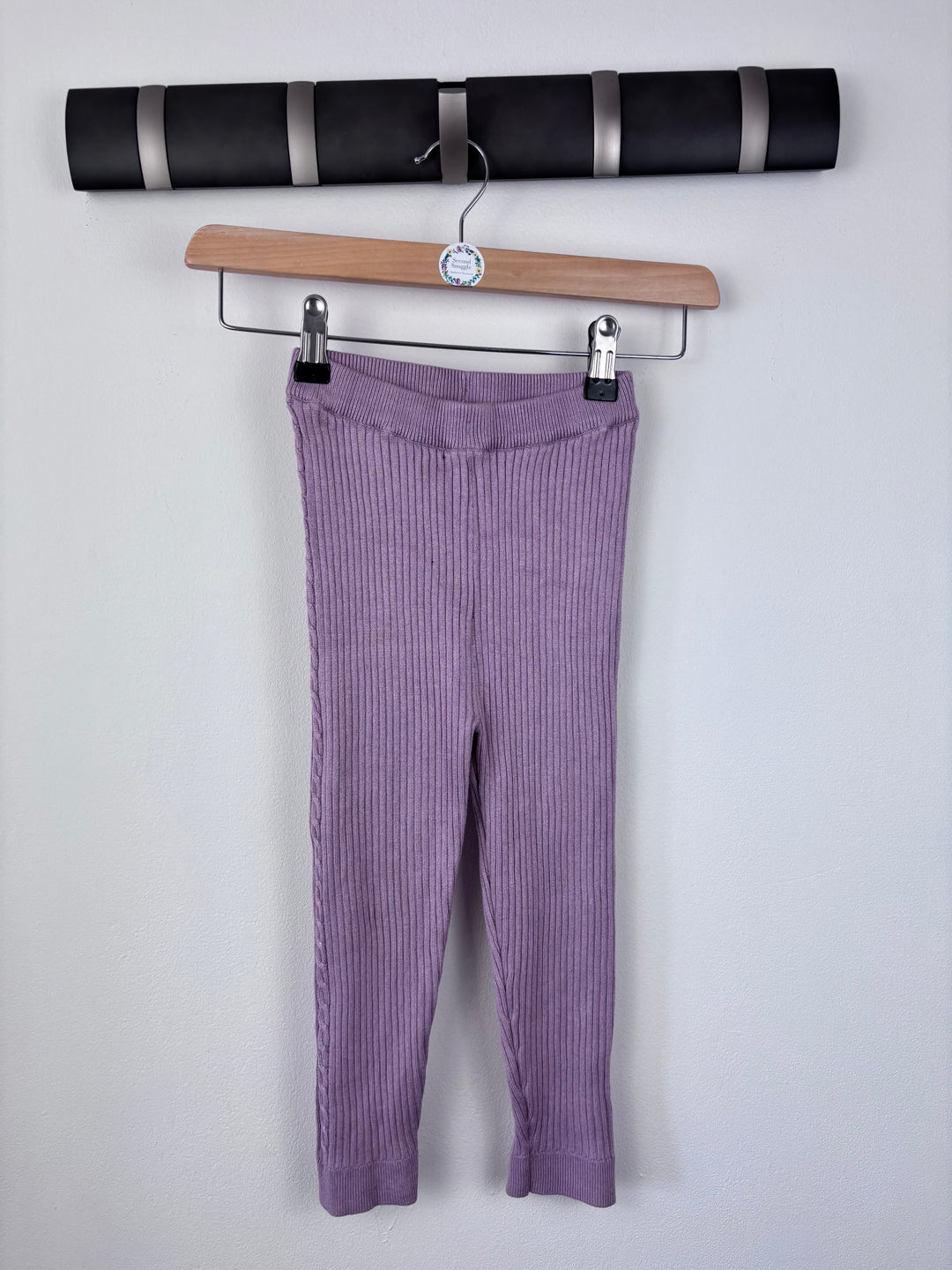 Next Lilac Ribbed Knit Leggings 2-3 Years-Leggings-Second Snuggle Preloved