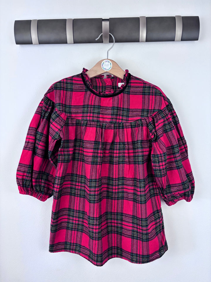 Next Red Check Puff Sleeve Dress 2-3 Years-Dresses-Second Snuggle Preloved
