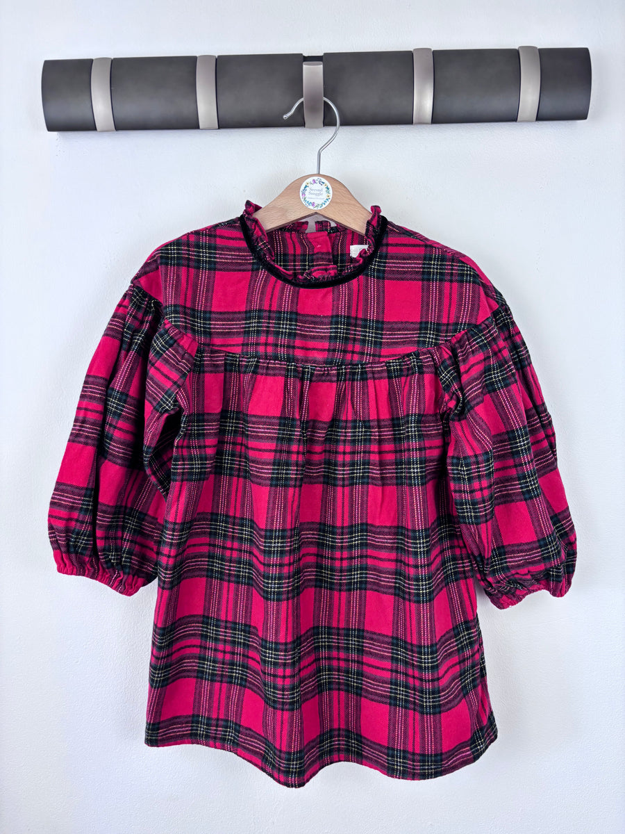 Next Red Check Puff Sleeve Dress 2-3 Years-Dresses-Second Snuggle Preloved