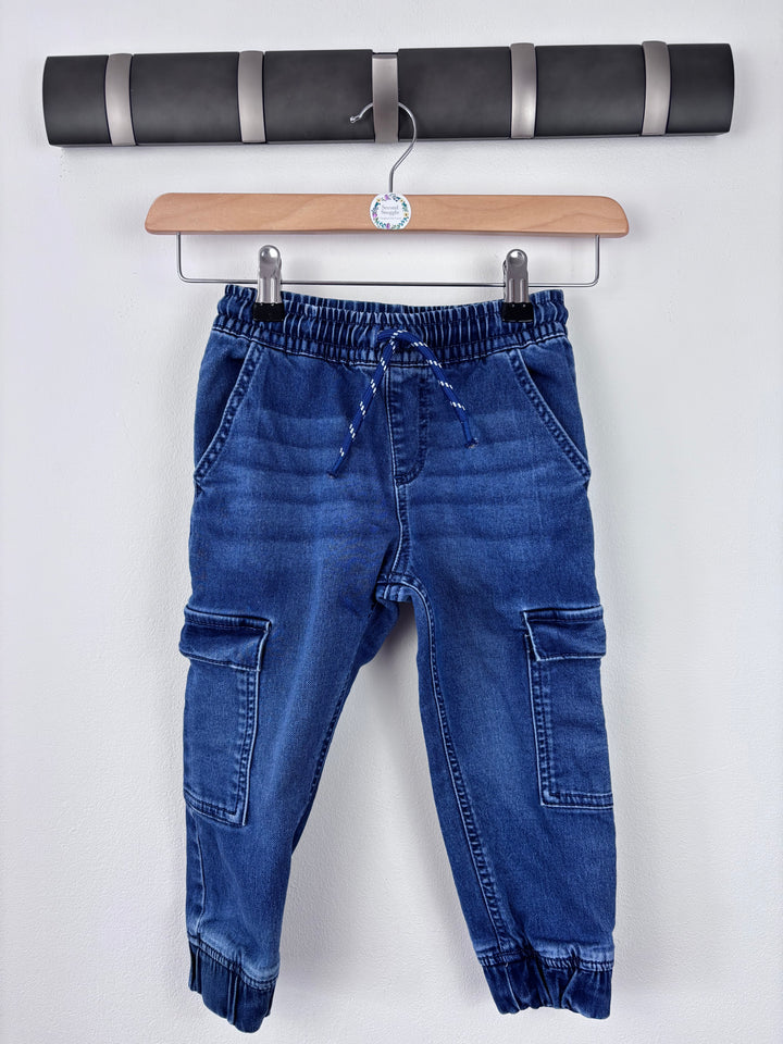 Fred & Flo Blue Pull-On Cargo Jeans 2-3 Years-Trousers-Second Snuggle Preloved