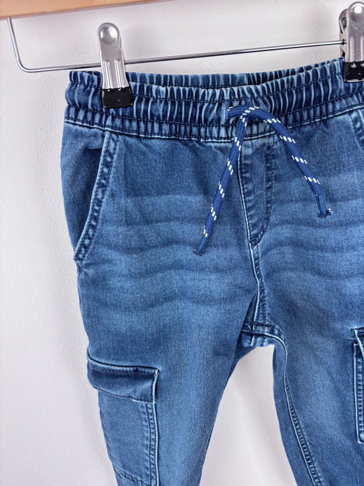 Fred & Flo Blue Pull-On Cargo Jeans 2-3 Years-Trousers-Second Snuggle Preloved