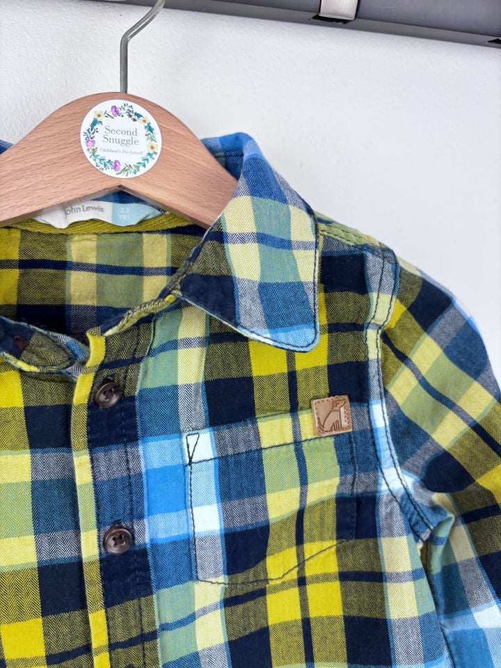 John Lewis Multi Check Flannel Shirt 2-3 Years-Shirts-Second Snuggle Preloved