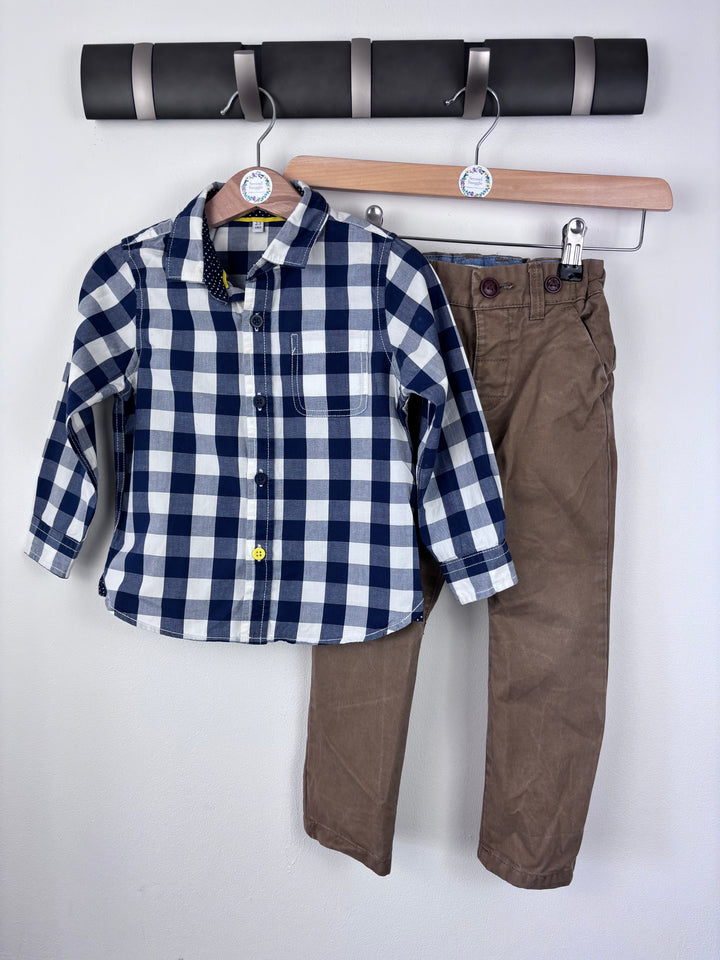 M&S and Next Smart Check Shirt and Trousers Set 2-3 Years-Sets-Second Snuggle Preloved
