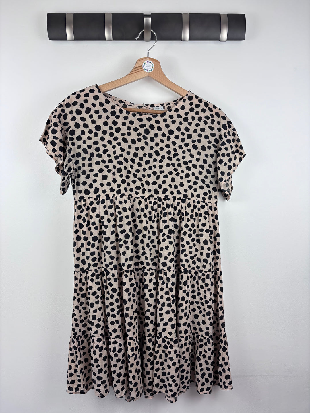 Next Beige Tiered Spot Dress 12–13 Years-Dresses-Second Snuggle Preloved