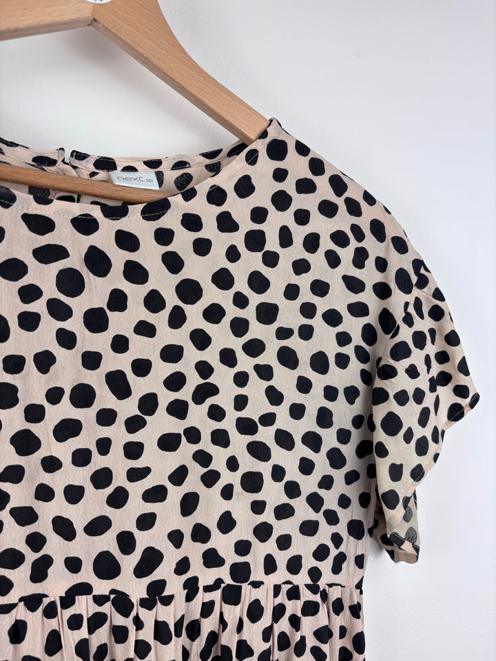 Next Beige Tiered Spot Dress 12–13 Years-Dresses-Second Snuggle Preloved