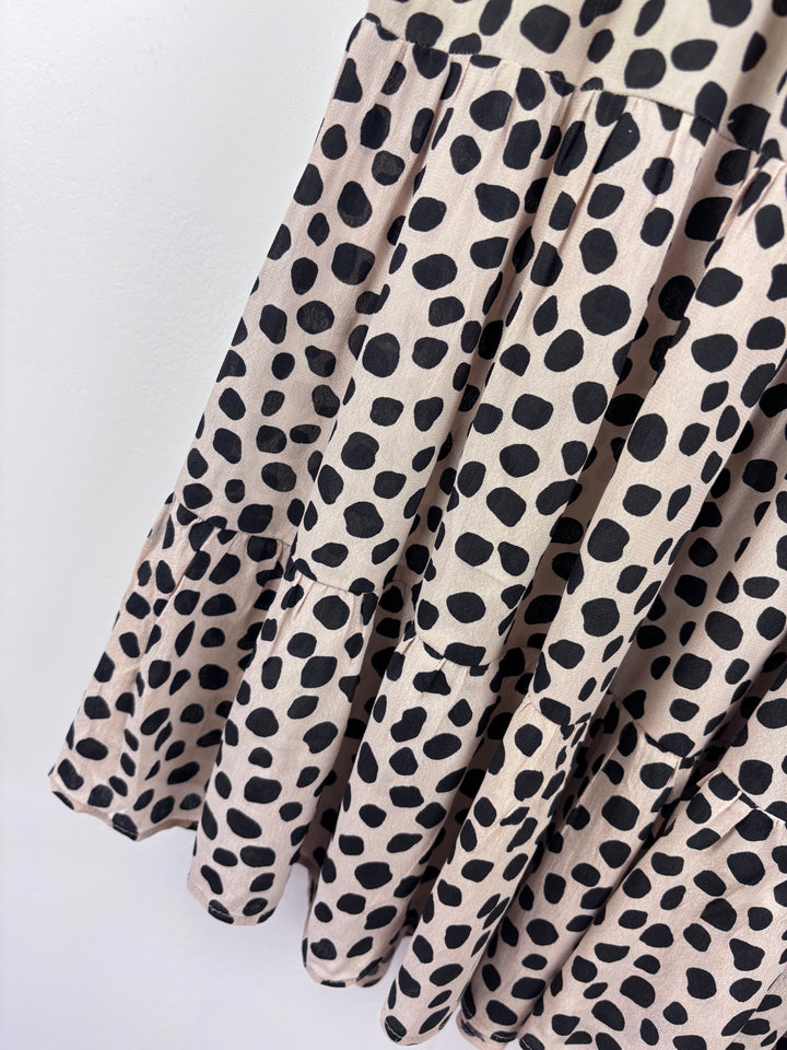 Next Beige Tiered Spot Dress 12–13 Years-Dresses-Second Snuggle Preloved