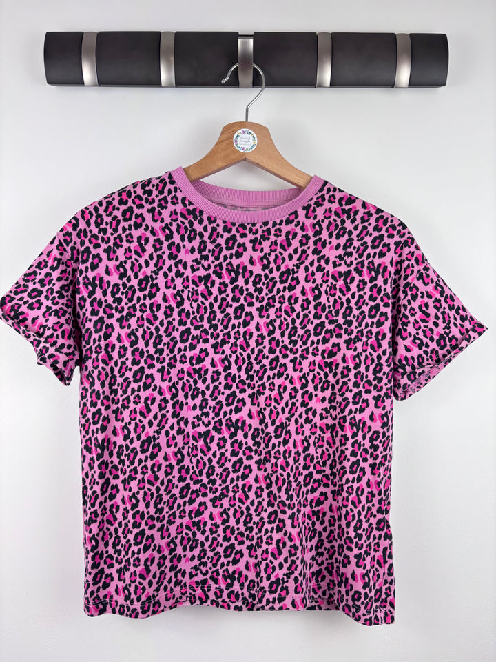 M&S Pink Leopard Print T-Shirt 12-13 Years-Tops-Second Snuggle Preloved