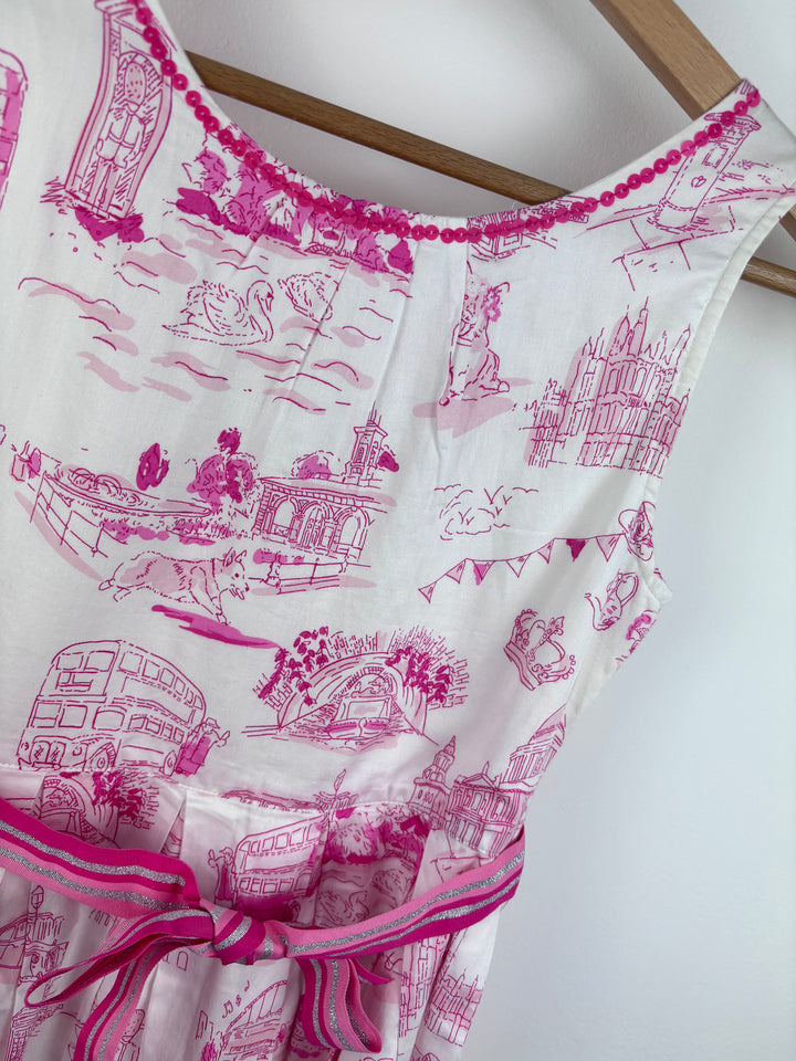 Monsoon Pink London Print Dress 10-11 Years-Dresses-Second Snuggle Preloved