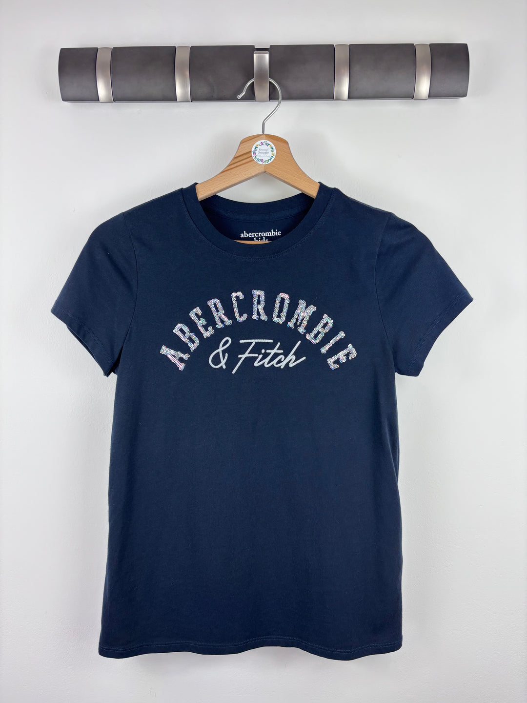 Abercrombie & Fitch Navy Logo T-Shirt 11-12 Years-Tops-Second Snuggle Preloved