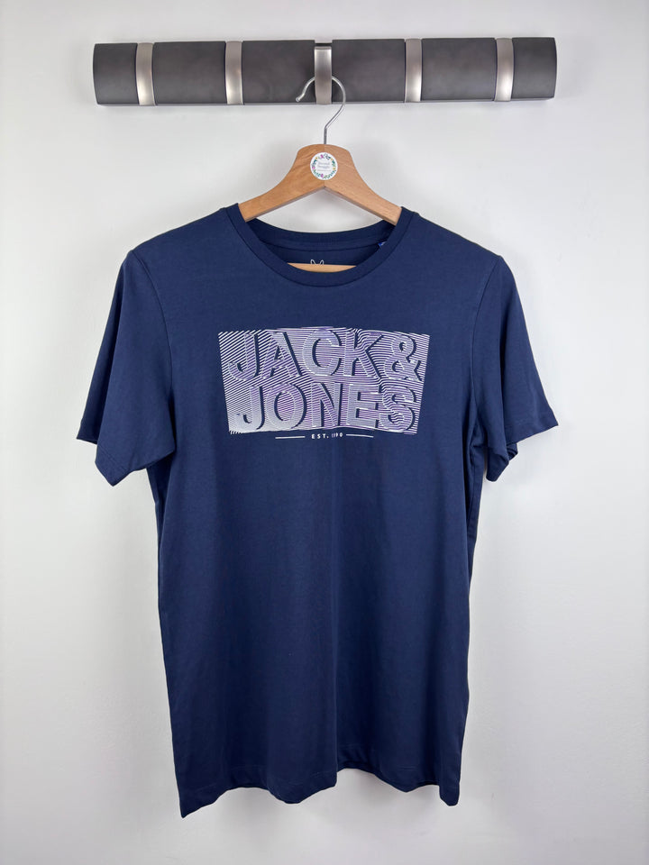 Jack & Jones Navy Graphic T-Shirt 13-14 Years-Tops-Second Snuggle Preloved