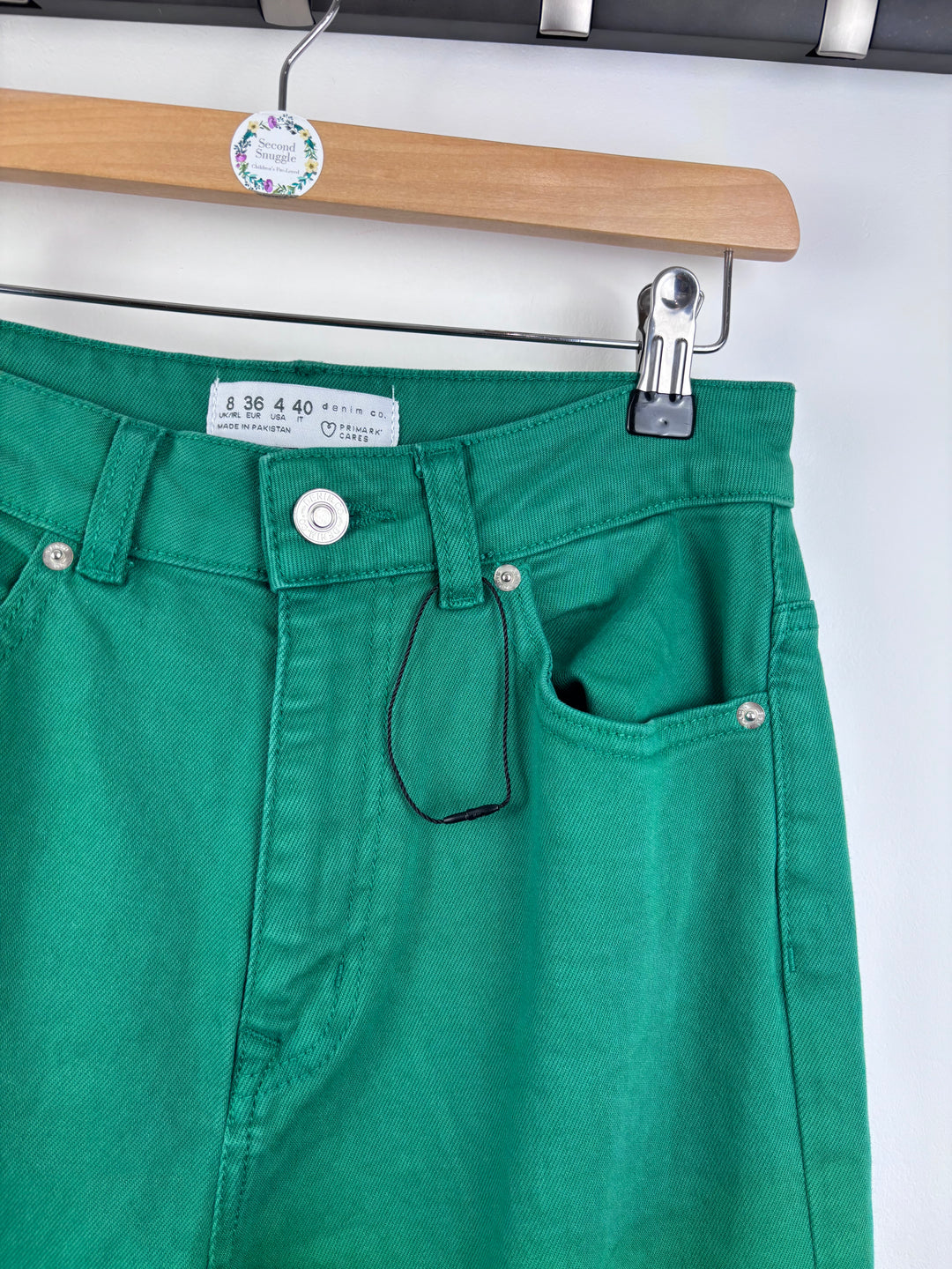 Primark Green Straight Leg Jeans UK 8-Trousers-Second Snuggle Preloved