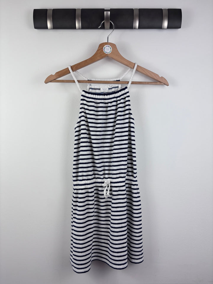 Next Navy Stripe Towelling Dress 9-10 Years-Dresses-Second Snuggle Preloved