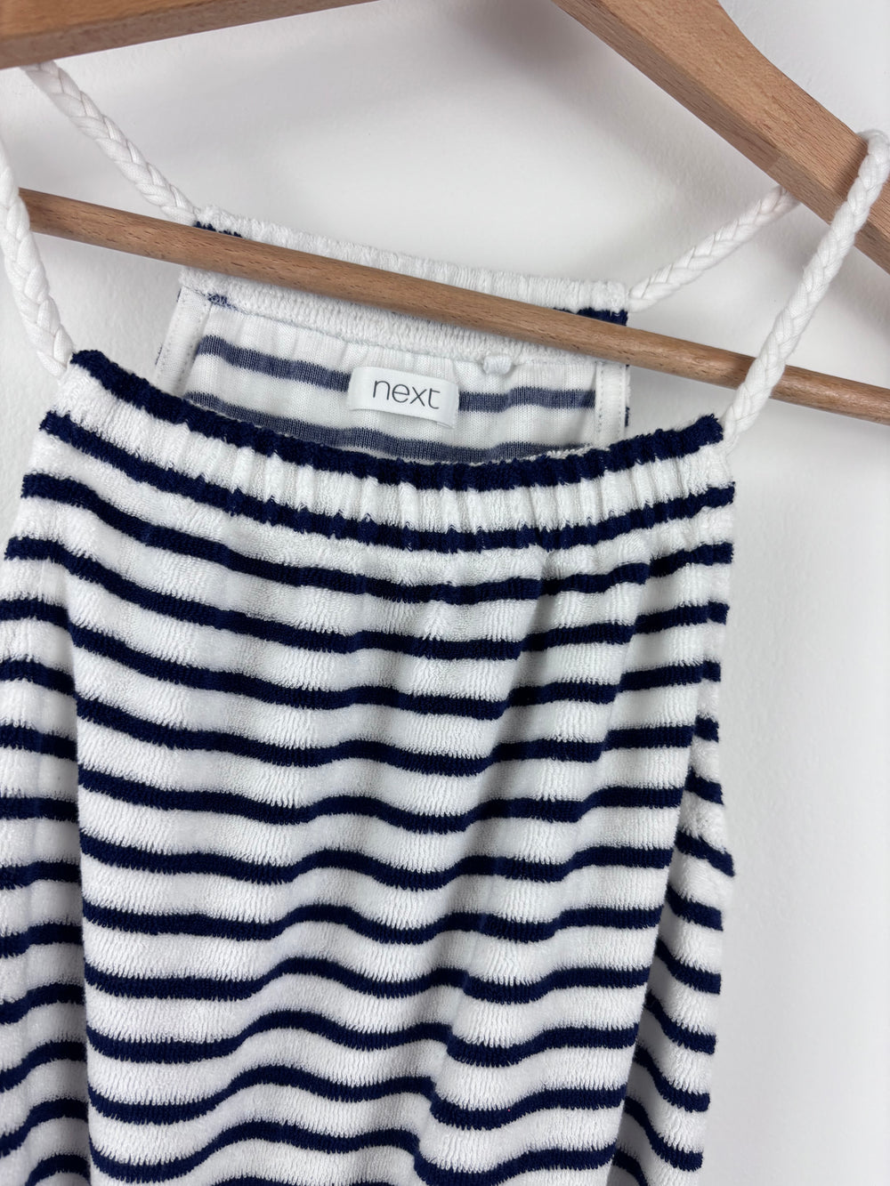 Next Navy Stripe Towelling Dress 9-10 Years-Dresses-Second Snuggle Preloved