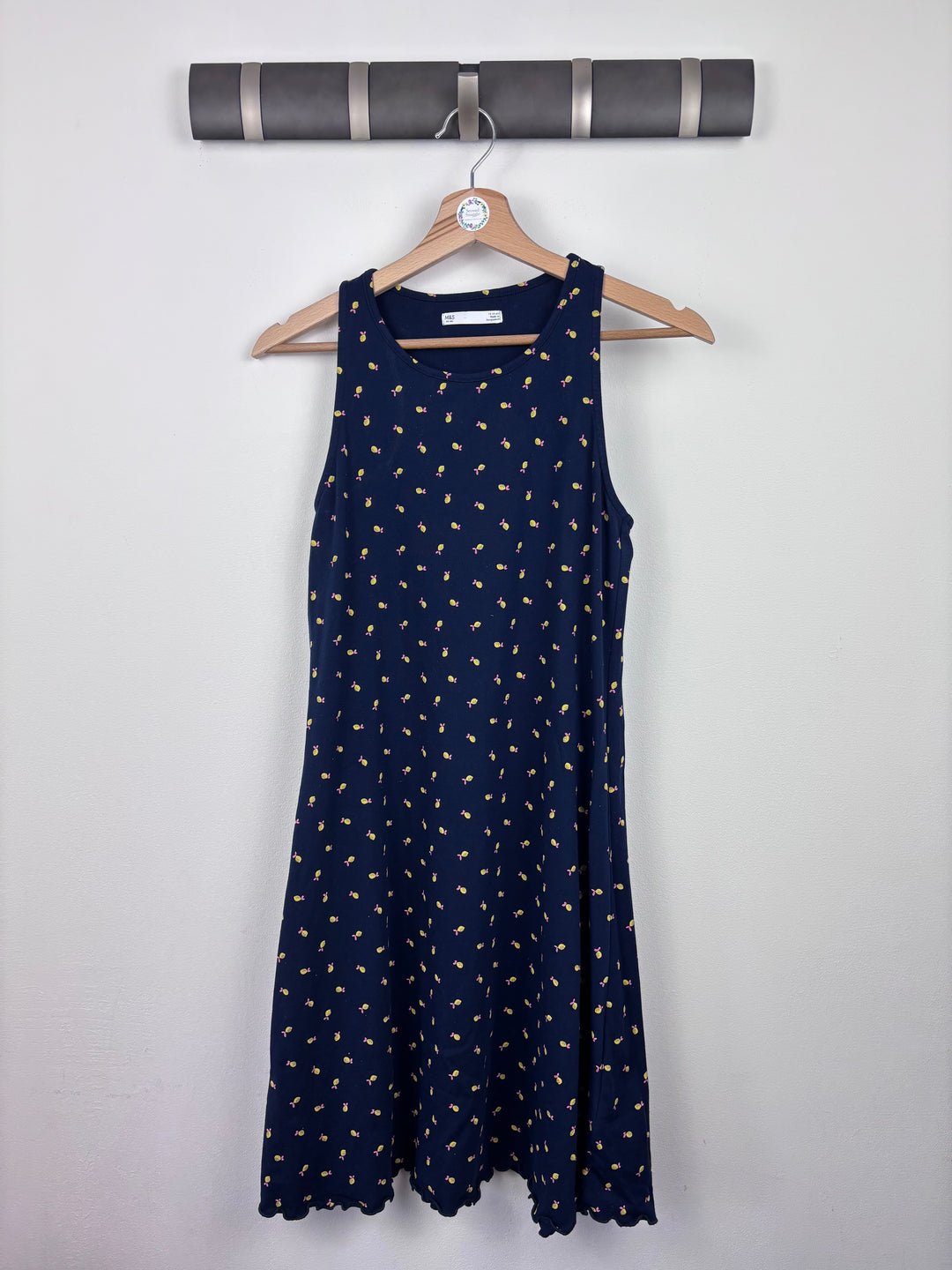 M&S Navy Cherry Print Sleeveless Dress 13–14 Years-Dresses-Second Snuggle Preloved
