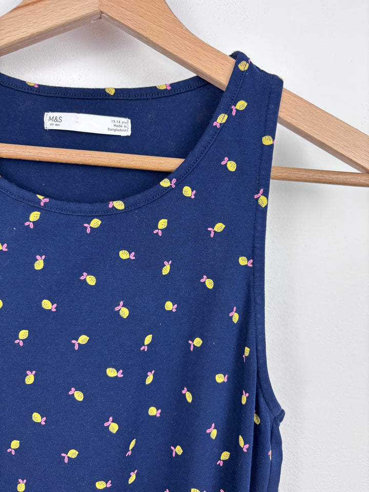 M&S Navy Cherry Print Sleeveless Dress 13–14 Years-Dresses-Second Snuggle Preloved