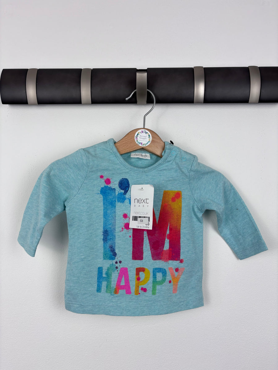 Next ‘I’m Happy’ Long Sleeve Top 0-3 Months-Tops-Second Snuggle Preloved