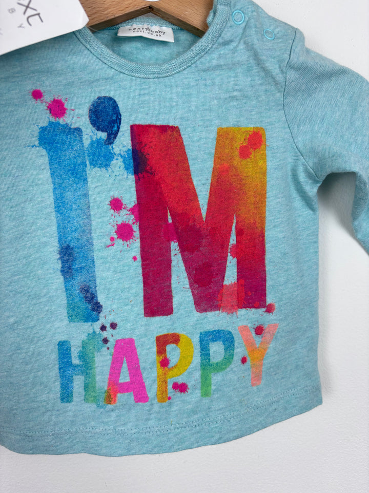 Next ‘I’m Happy’ Long Sleeve Top 0-3 Months-Tops-Second Snuggle Preloved