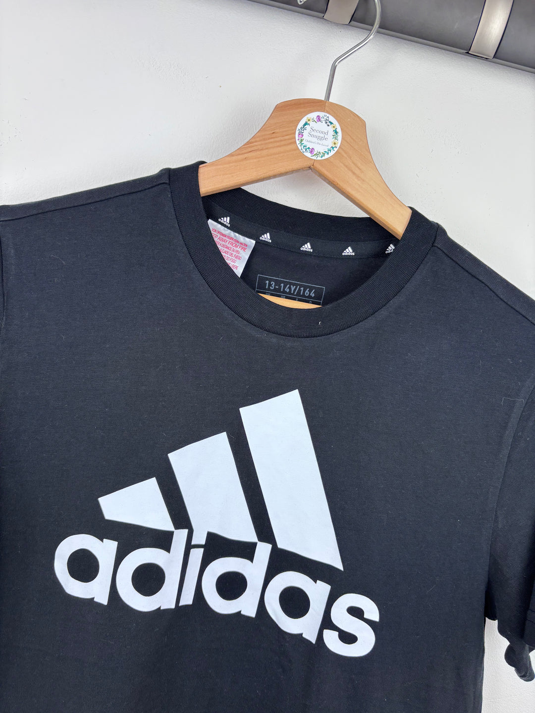 Adidas Logo T-Shirt Black 13-14 Years-Tops-Second Snuggle Preloved
