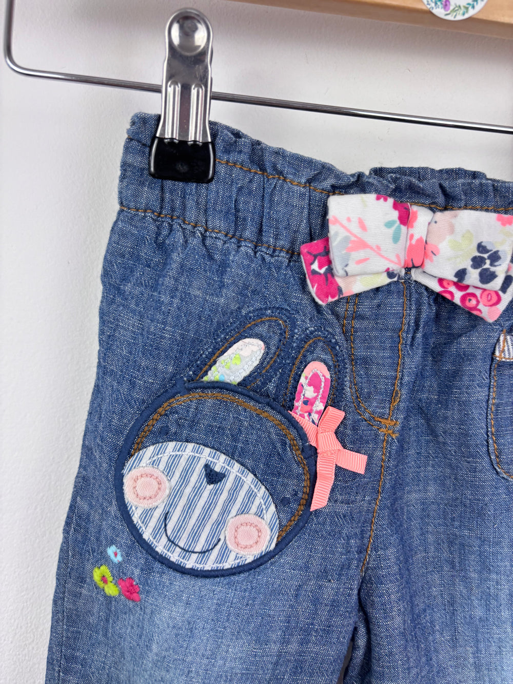 Next Denim Bunny Trousers 3-6 Months-Trousers-Second Snuggle Preloved